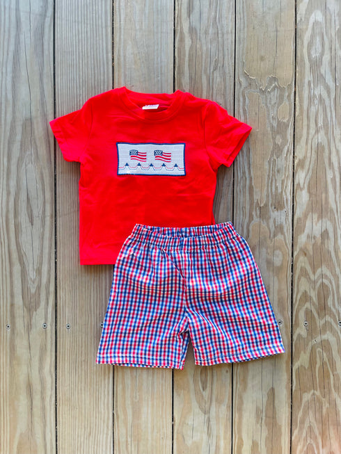 Bowtism Boys July 4th Smock Shorts Set - Bowtism